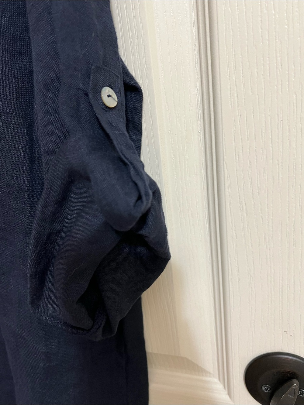 Marshalls Navy Blue Lightweight Linen Tunic Top - Picture 3 of 10